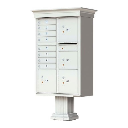 Florence Mfg Co Vital Cluster Box Unit w/Vogue Classic Accessories, 8 Mailboxes & 4 Parcel Lockers, Postal Grey 1570-8T6VAF
